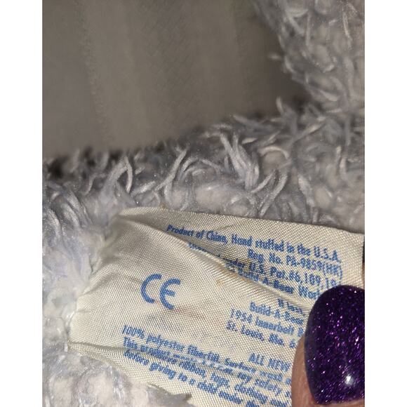 Build A Bear Blue Curly Teddy Bear Plush Stuffed Animal RETIRED Powder Blue 16" - Picture 16 of 16